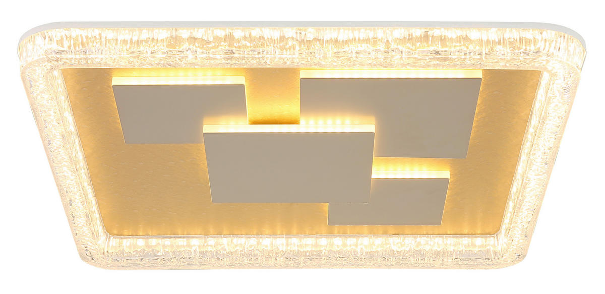 LED-DECKENLEUCHTE 48,8/48,8/7 cm   - Klar/Goldfarben, Design, Kunststoff/Metall (48,8/48,8/7cm) - Globo