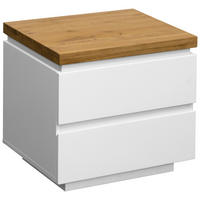 NACHTSCHRANK 50/47/41,5 cm Eiche massiv  - Eichefarben/Weiß, KONVENTIONELL, Holz/Holzwerkstoff (50/47/41,5cm) - Novel