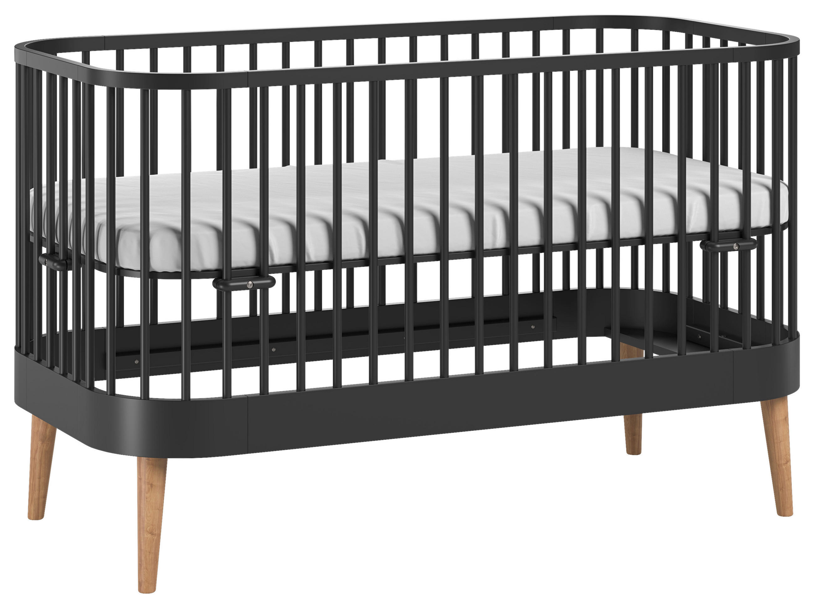 GITTERBETT Paris Buche massiv Schwarz  - Schwarz, MODERN, Holz (70/140cm) - MID.YOU