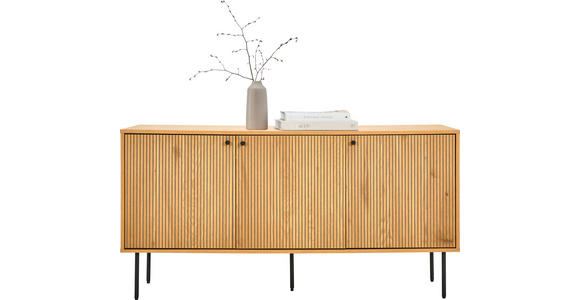 SIDEBOARD Line  in 150/75/40 cm  - Eichefarben/Schwarz, Design, Holzwerkstoff/Metall (150/75/40cm) - Carryhome