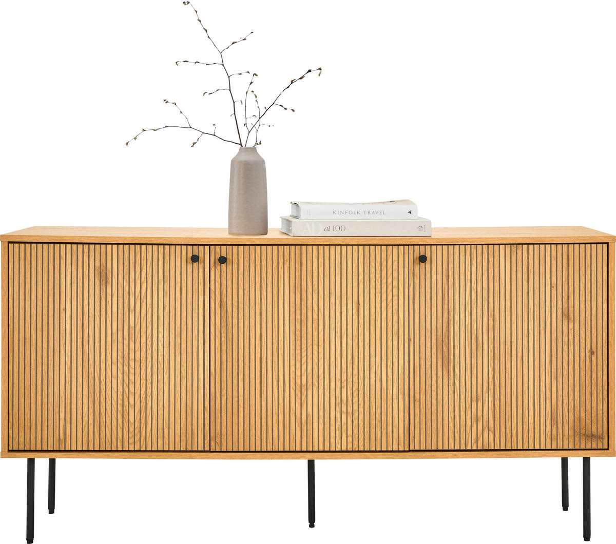 SIDEBOARD Line  in 150/75/40 cm  - Eichefarben/Schwarz, Design, Holzwerkstoff/Metall (150/75/40cm) - Carryhome