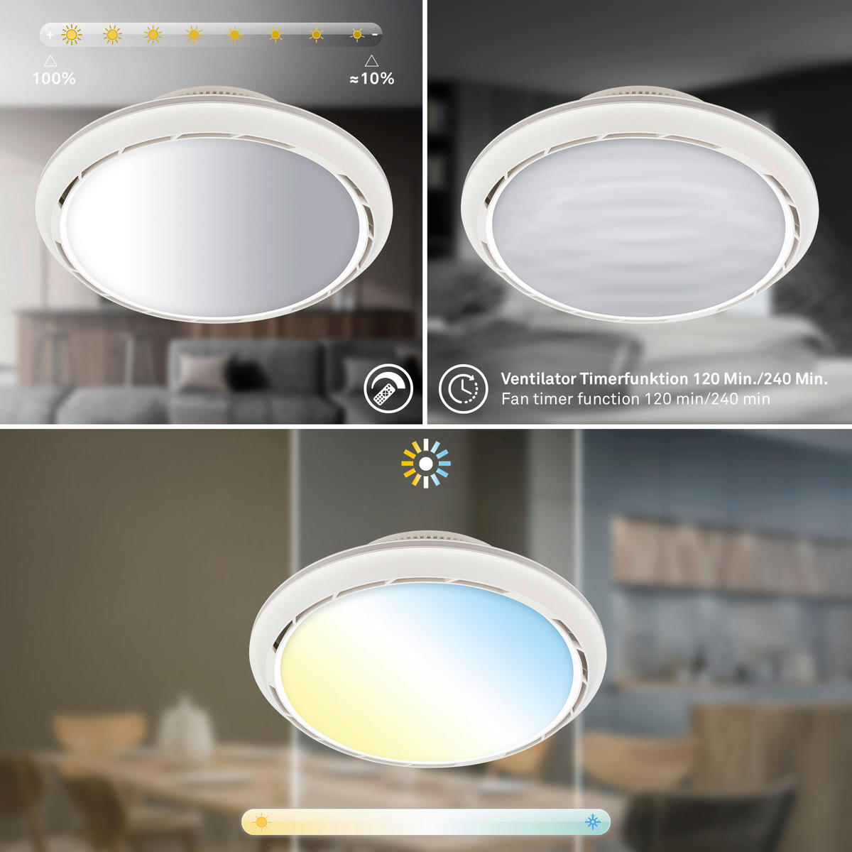 DECKENVENTILATOR - Chromfarben/Weiß, Design, Kunststoff/Metall (44/17,5cm)