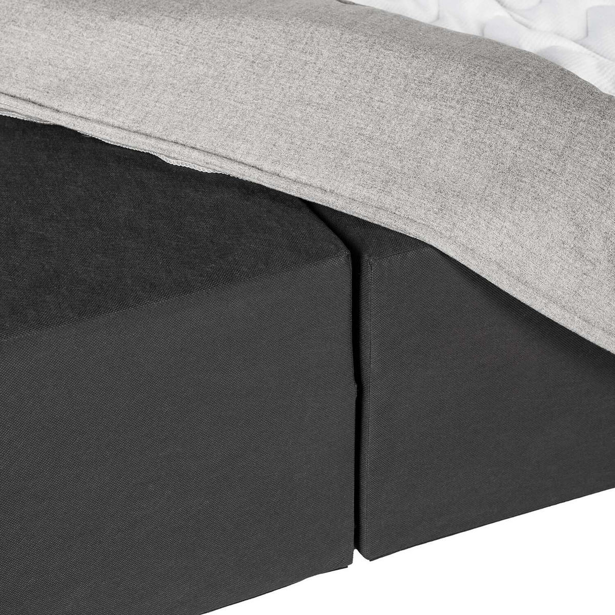 BOXSPRINGBETT 200/200 cm  in Hellgrau  - Hellgrau/Schwarz, Design, Textil (200/200cm) - home24