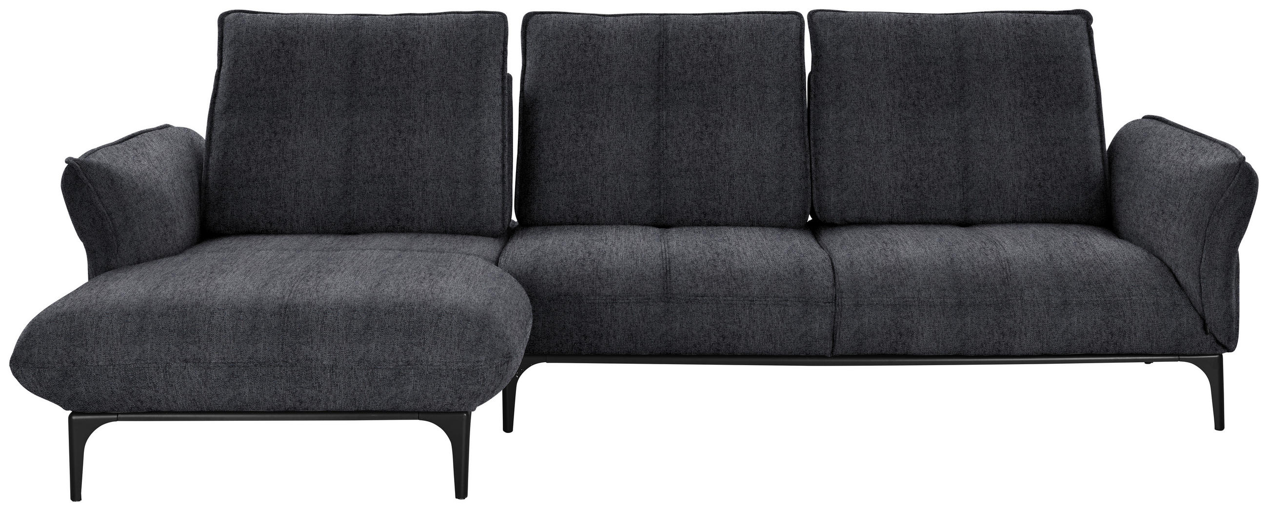 ECKSOFA in Webstoff Dunkelgrau  182/277 cm  - Dunkelgrau/Schwarz, Natur, Textil (182/277cm) - Valnatura
