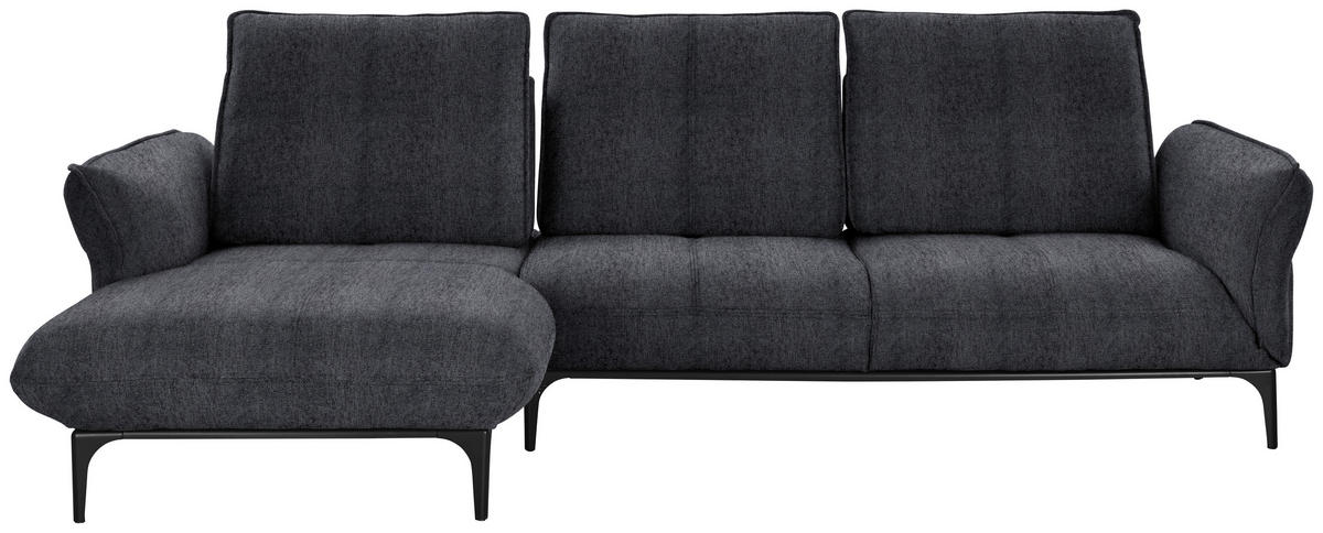 ECKSOFA in Webstoff Dunkelgrau  182/277 cm  - Dunkelgrau/Schwarz, Natur, Textil (182/277cm) - Valnatura
