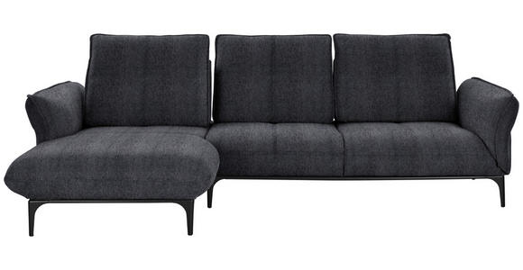 ECKSOFA in Webstoff Dunkelgrau  - Dunkelgrau/Schwarz, Natur, Textil (182/277cm) - Valnatura