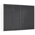 SCHWEBETÜRENSCHRANK 316/235/68 cm 4-türig Grau, Weiß  - Chromfarben/Weiß, Design, Glas/Holzwerkstoff (316/235/68cm) - Novel