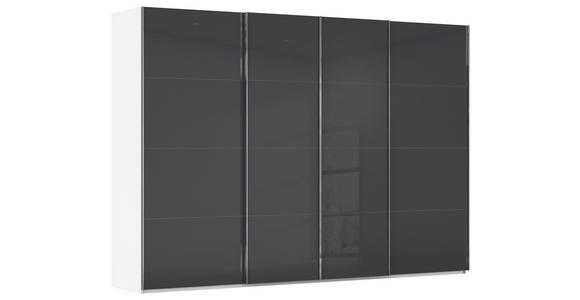SCHWEBETÜRENSCHRANK 316/235/68 cm 4-türig Grau, Weiß  - Chromfarben/Weiß, Design, Glas/Holzwerkstoff (316/235/68cm) - Novel