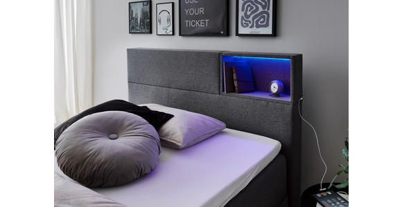 BOXSPRINGBETT 120/200 cm in Anthrazit - Anthrazit/Schwarz, Design, Holz/Textil (120/200cm) - Xora