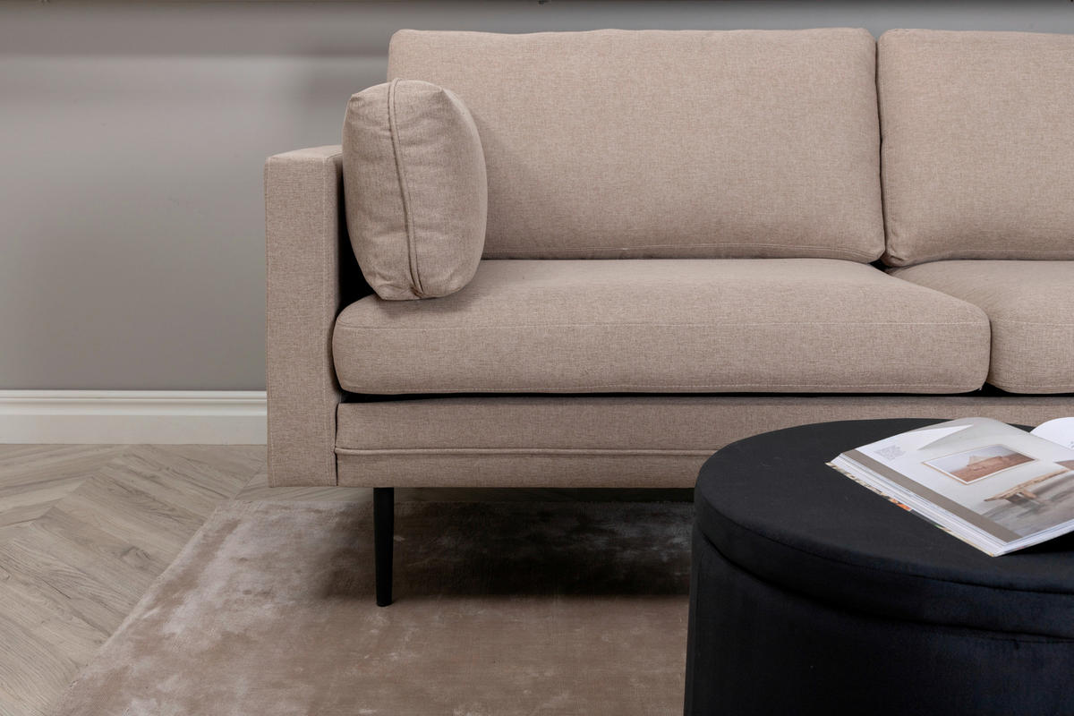 2-SITS SOFFA i metall, textil svart, ljusbrun  - brun/ljusbrun, Design, metall/textil (203/84/90cm) - Livetastic
