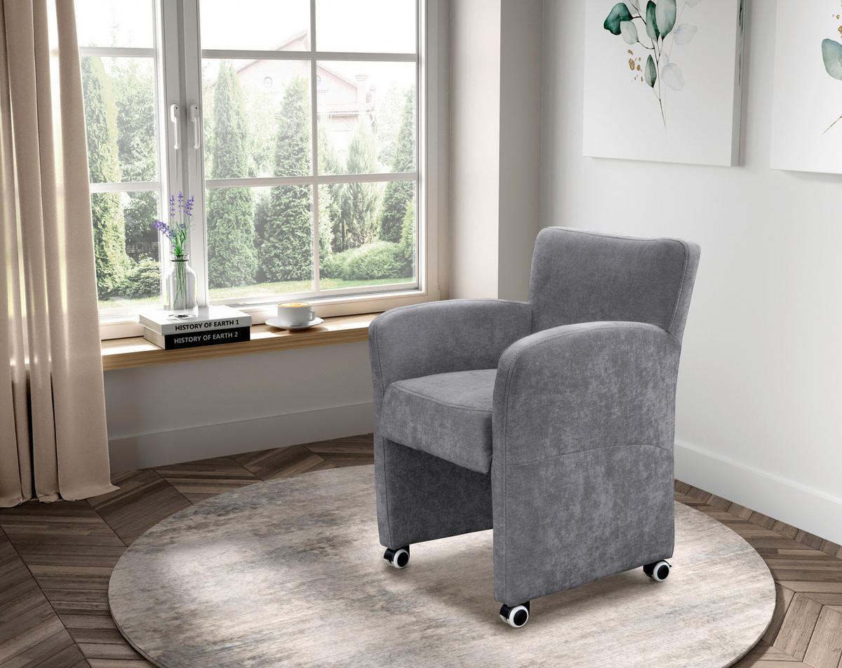 STOLICA SA RUKONASLONOM - antracit, Moderno, drvo/tekstil (65/85/66cm) - Livetastic