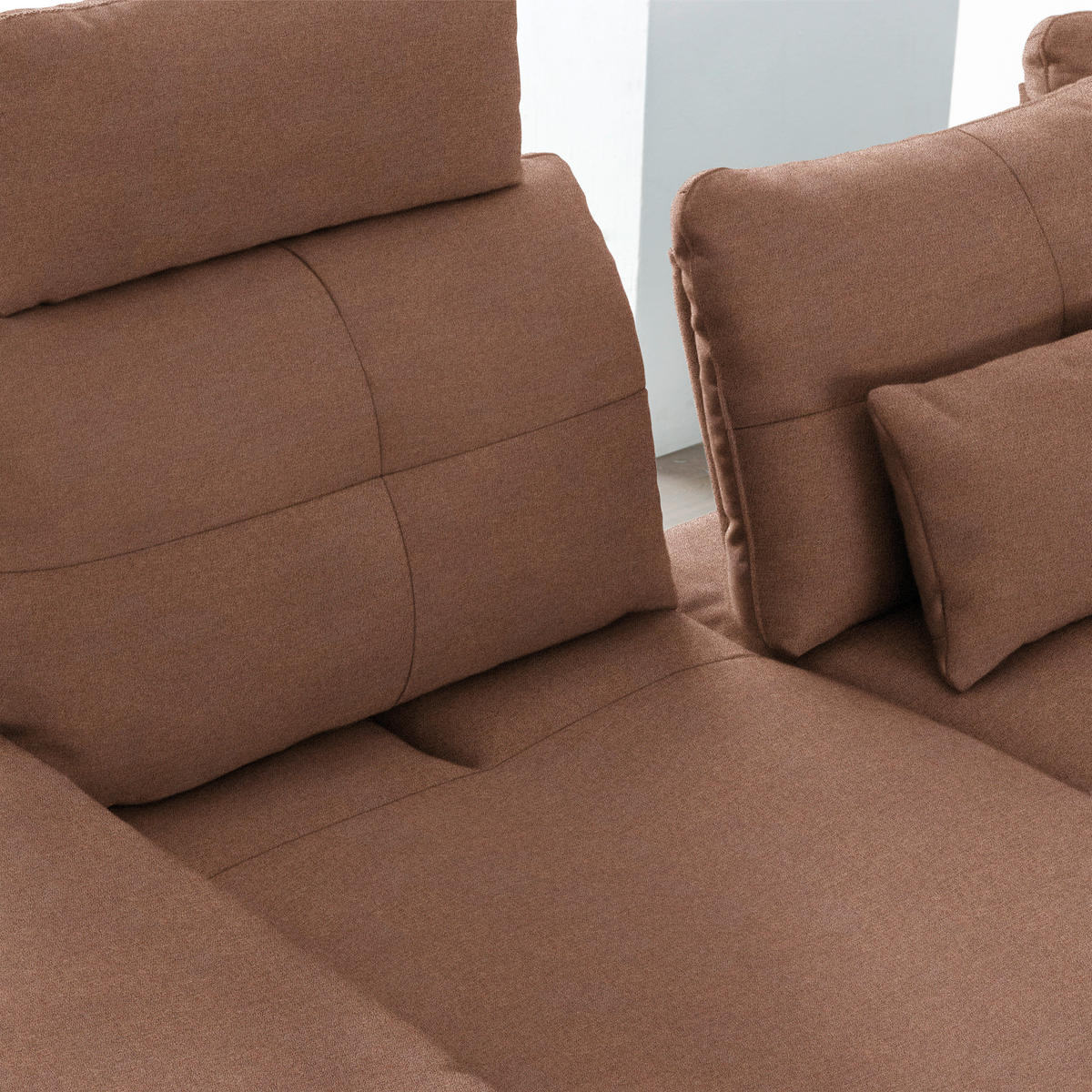 ECKSOFA in Flachgewebe Braun  - Schwarz/Braun, Design, Textil/Metall (344/271cm) - Chilliano