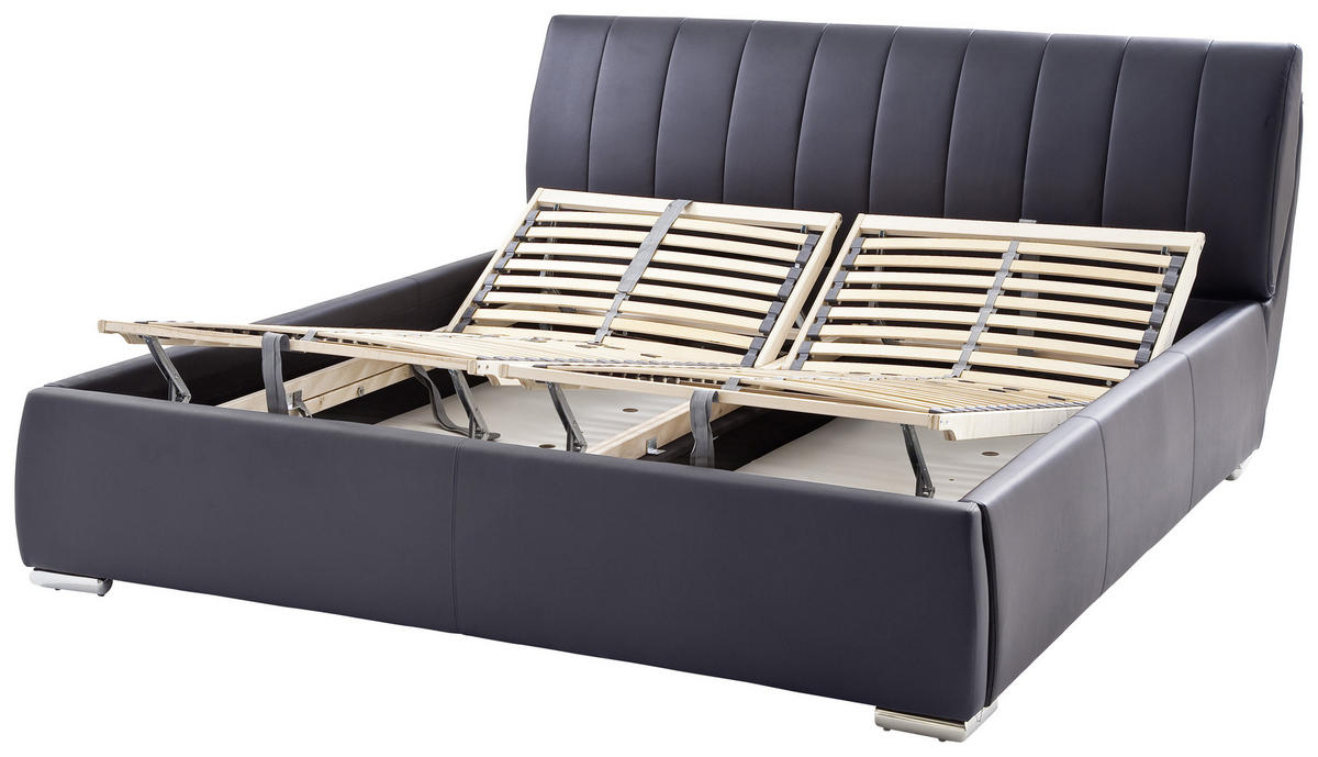 POLSTERBETT 180/200 cm  in Schwarz  - Chromfarben/Schwarz, Design, Holz/Textil (180/200cm) - Livetastic