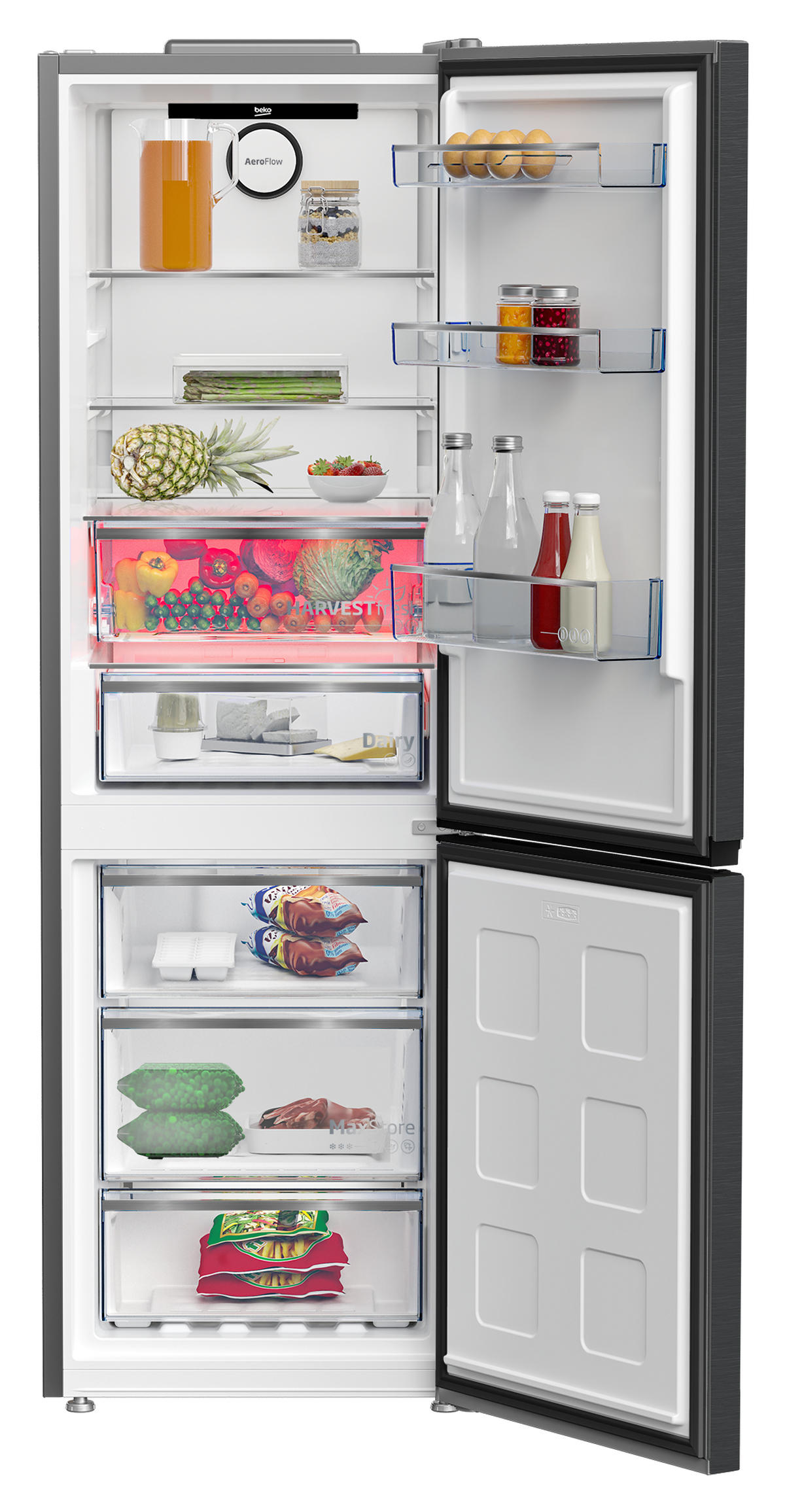 KÜHL-GEFRIER-KOMBINATION KG530  - Grau, Kunststoff/Metall (59,5/186,5/66,3cm) - Beko