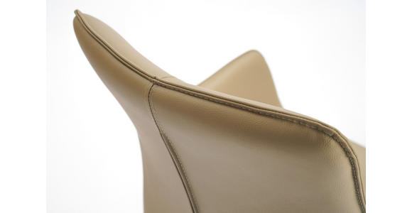 ARMLEHNSTUHL in Eisen Echtleder pigmentiert - Eichefarben/Beige, MODERN, Leder/Holz (64/87/60cm) - Novel