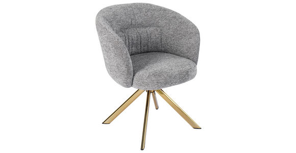 ARMLEHNSTUHL  Sitzfläche 360° drehbar Mikrofaser  Grau, Goldfarben  - Goldfarben/Grau, Design, Textil/Metall (65.5/82/61.5cm) - Hom`in