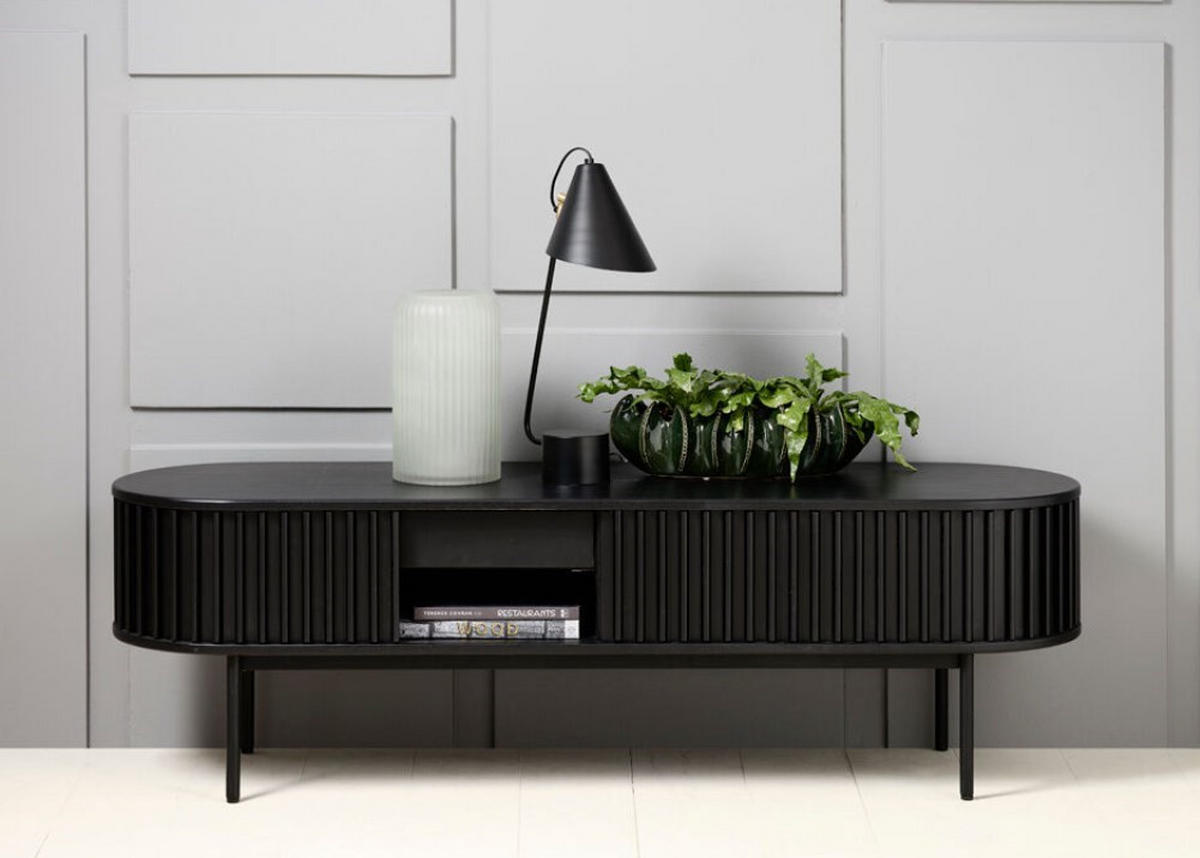 TV-BÄNK  i 160/48/45 cm  - svart, Trend, metall/trämaterial (160/48/45cm) - Niels Andersson