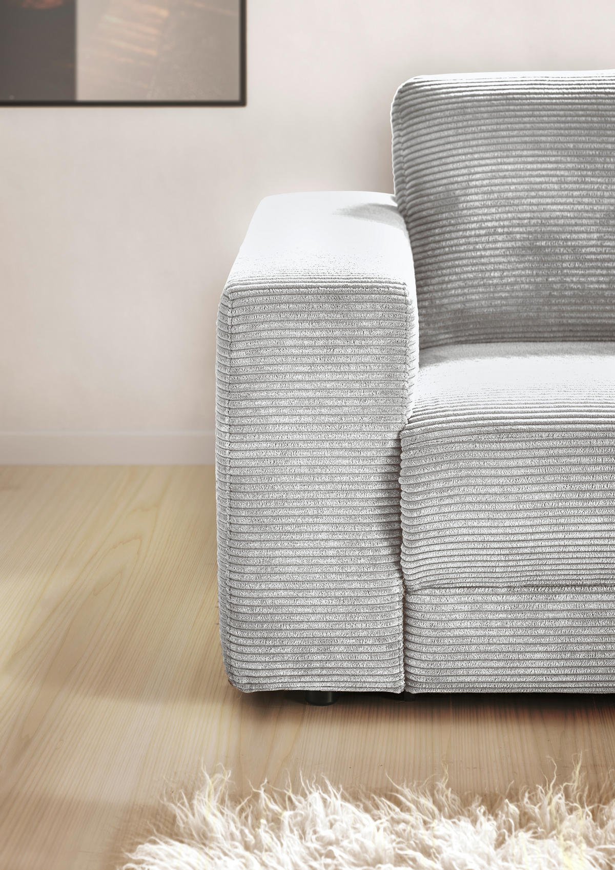 ECKSOFA in Cord Grau  296/168 cm  - Schwarz/Grau, Design, Kunststoff/Textil (296/168cm) - Pure Home Lifestyle