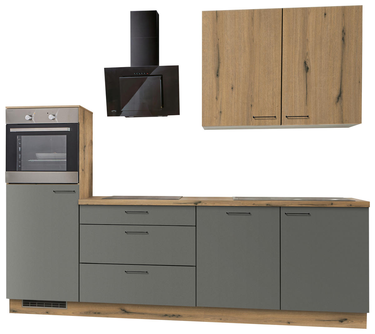 KUHINJSKI BLOK - črna/barve hrasta, Konvencionalno, kovina/leseni material (270cm) - Welnova