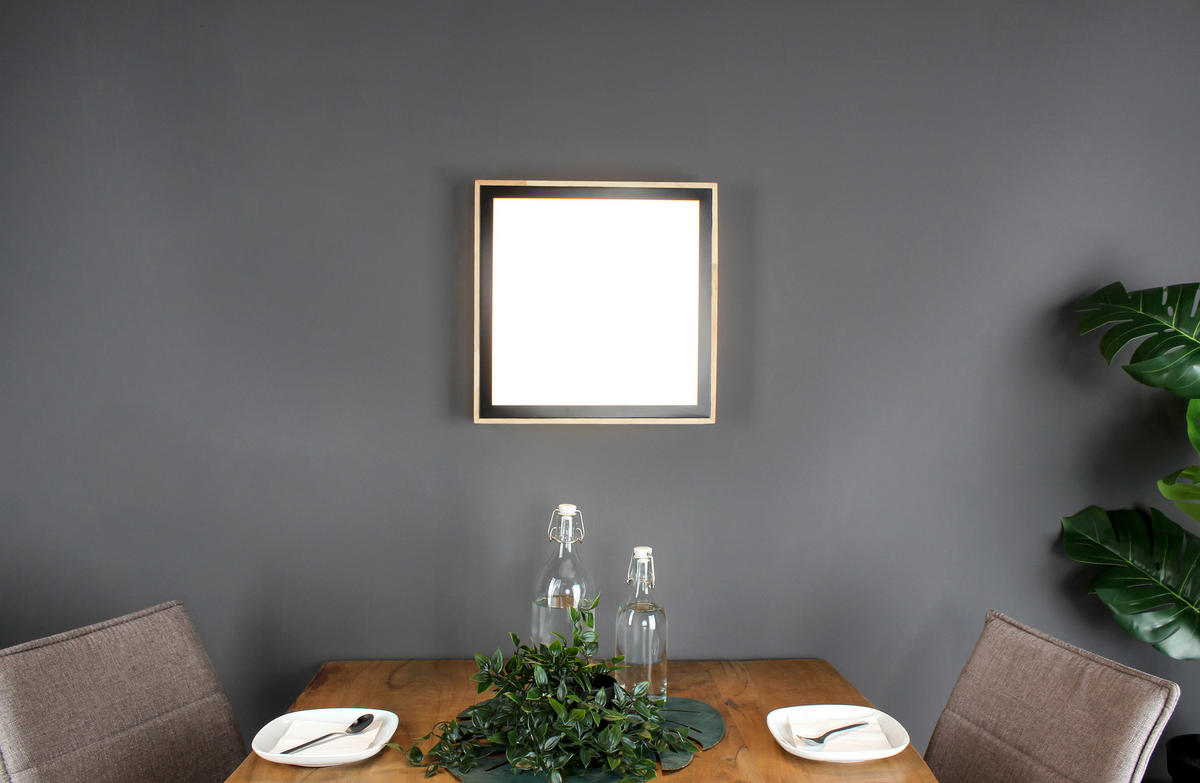 LED-DECKENLEUCHTE Solstar 39/39/9 cm   - Buchefarben/Schwarz, Natur, Holz/Kunststoff (39/39/9cm)