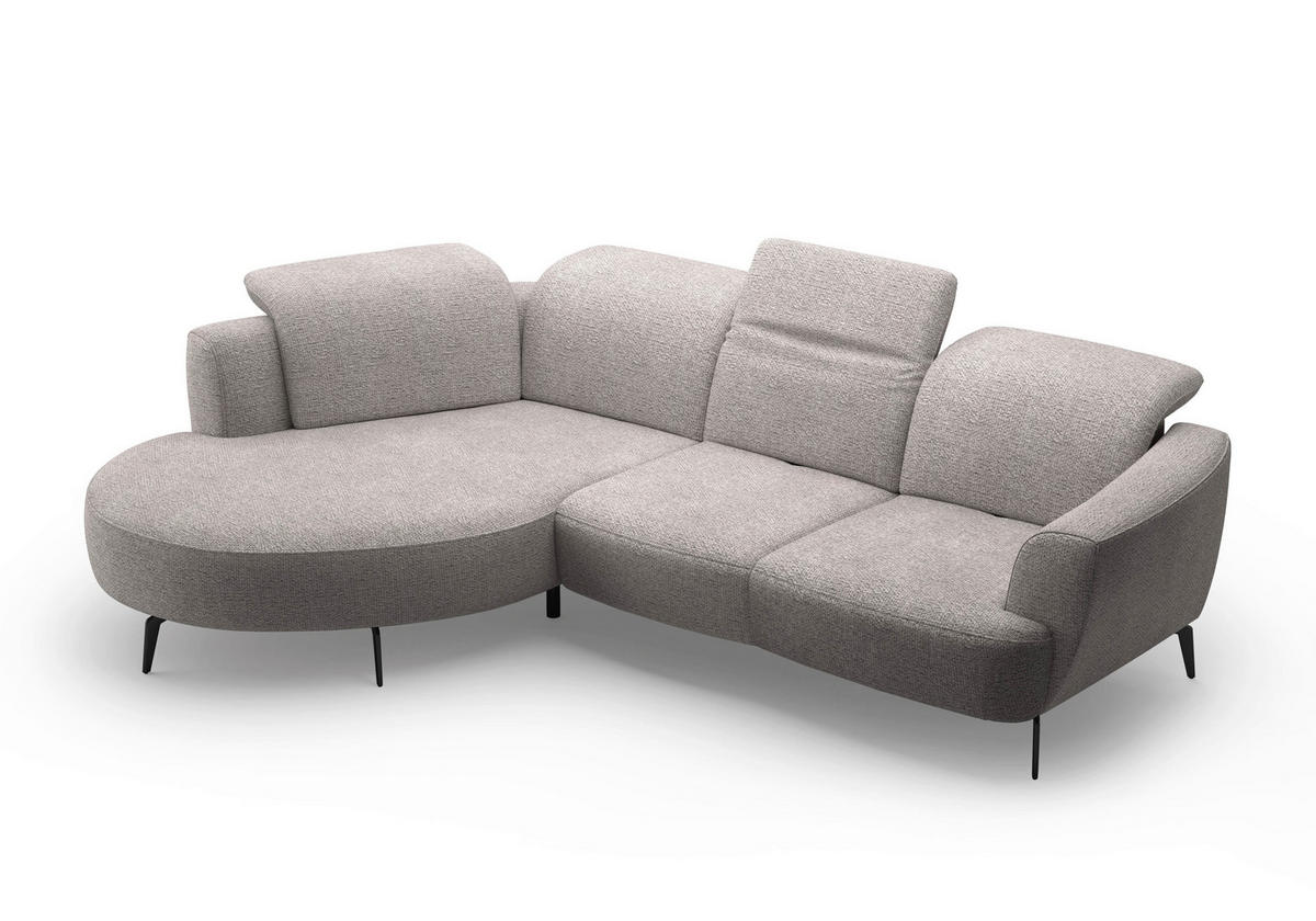 ECKSOFA ZOE E Silberfarben Chenille  - Silberfarben/Schwarz, KONVENTIONELL, Textil/Metall (199/309cm) - Sit & More