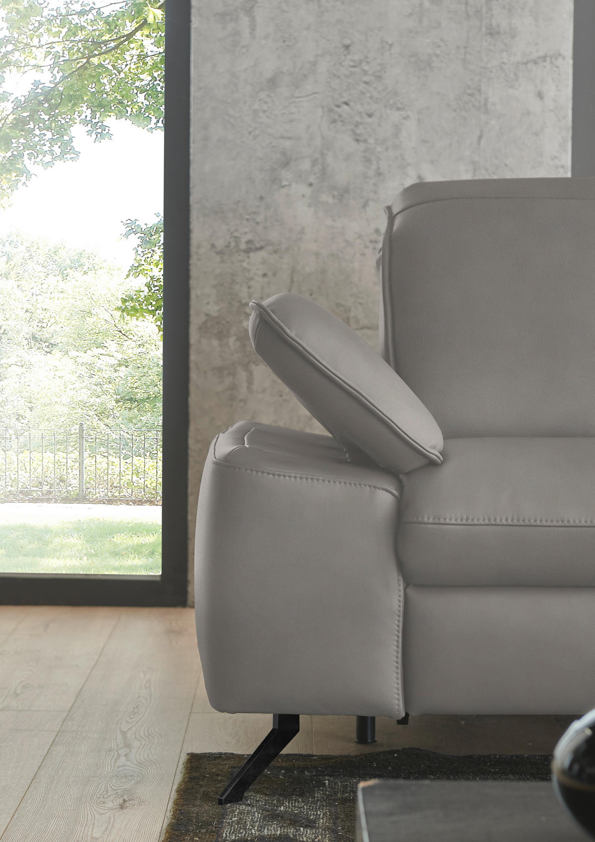ECKSOFA  Echtleder Hellgrau  - Hellgrau/Schwarz, Design, Leder/Metall (307/169cm) - Beldomo Premium