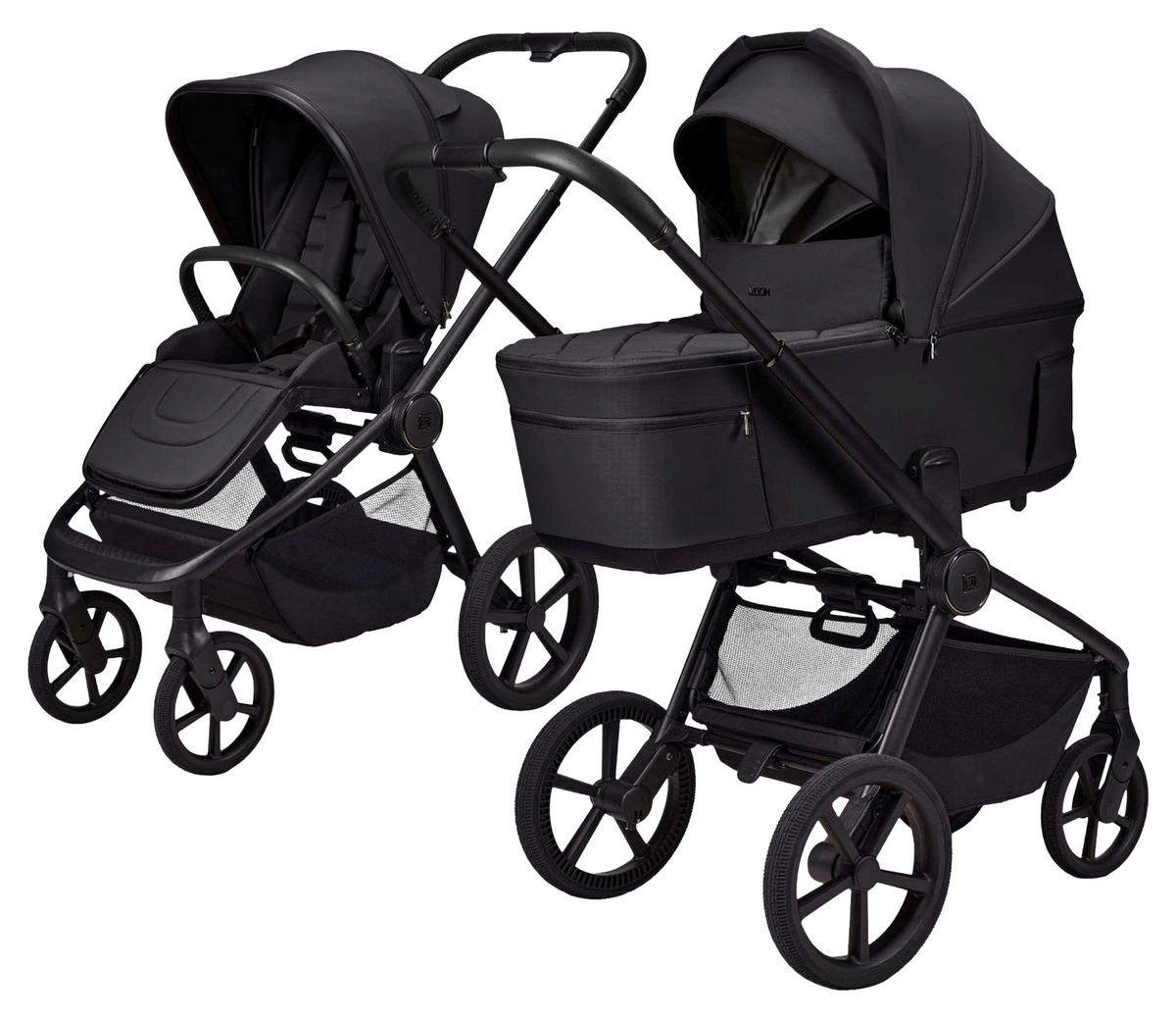 KINDERWAGENSET  SET Resea Fold  onyx  - Schwarz, Basics, Textil/Metall (116/57/94cm) - Moon