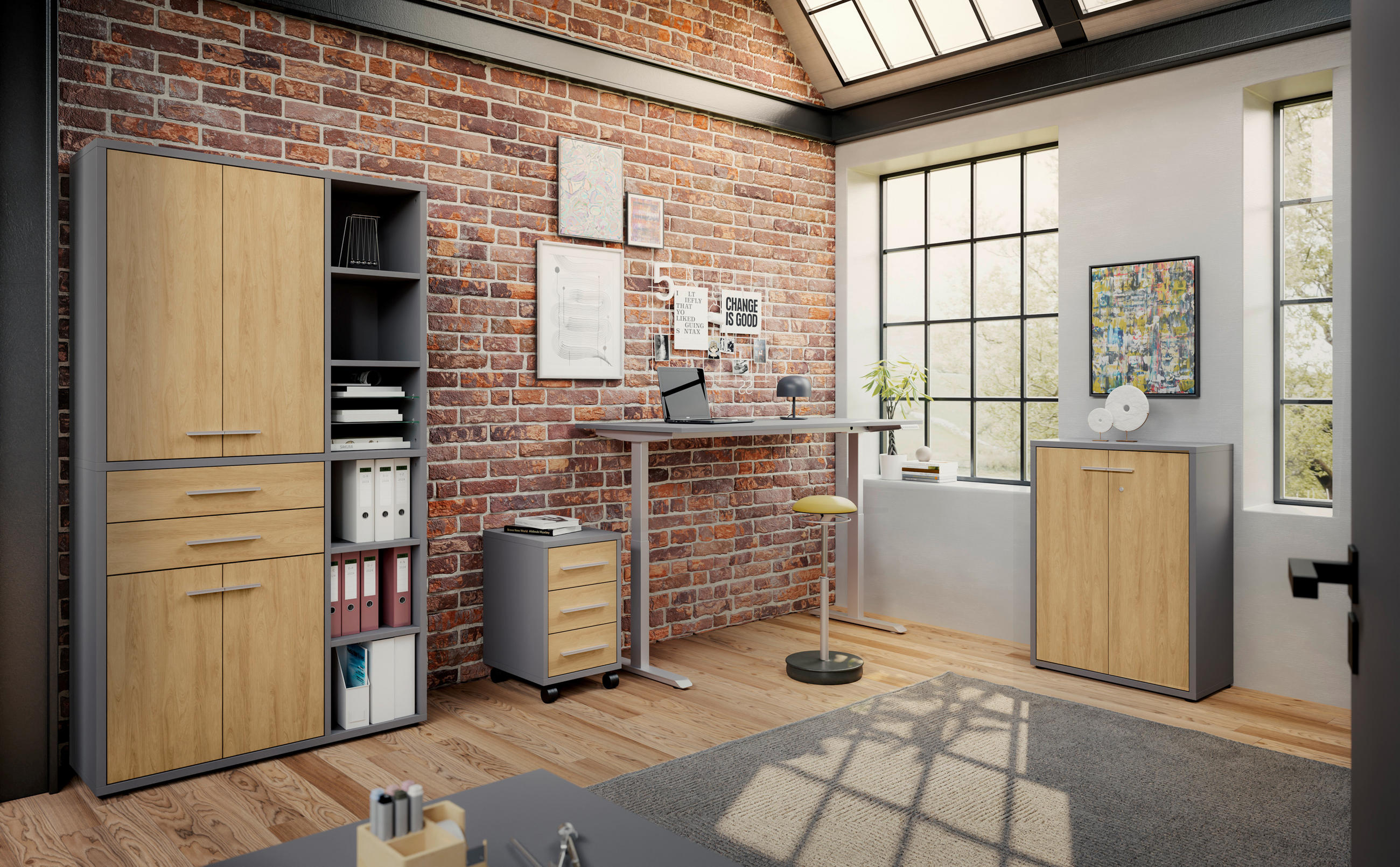 KOMMODE Texas  in 78,1/110/40 cm  - Dunkelgrau/Alufarben, MODERN, Holzwerkstoff/Kunststoff (78,1/110/40cm)