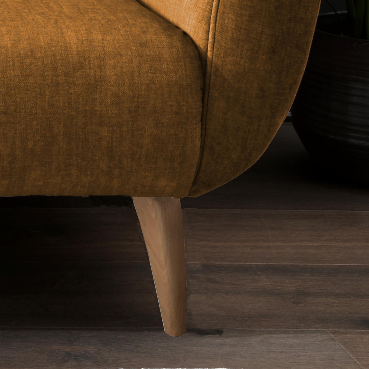 2,5-SITZER in Velours Gelb  - Gelb/Buchefarben, Modern, Holz/Textil (196/94/103cm) - Livetastic