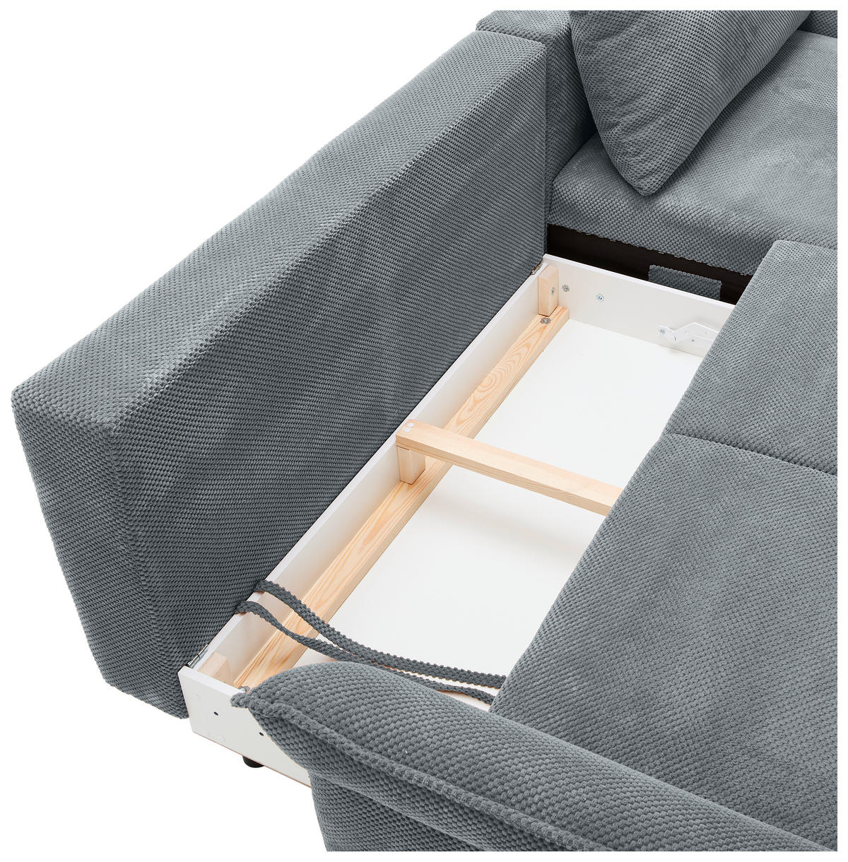 ECKSOFA in Chenille Grau  - Schwarz/Grau, Konventionell, Textil/Metall (255/164cm) - Carryhome
