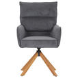 ARMLEHNSTUHL  Stoffauswahl, Sitzfläche 360° drehbar, automatische Rückholfunktion Cord  - Eichefarben/Anthrazit, Design, Holz/Textil (60/95/62cm) - Novel