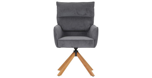 ARMLEHNSTUHL  Stoffauswahl, Sitzfläche 360° drehbar, automatische Rückholfunktion Cord  - Eichefarben/Anthrazit, Design, Holz/Textil (60/95/62cm) - Novel