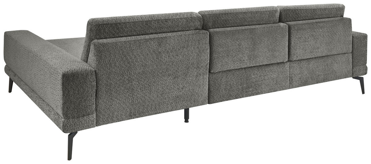 ECKSOFA Anthrazit Chenille  - Anthrazit/Schwarz, KONVENTIONELL, Textil/Metall (294/184cm) - SetOne by Musterring