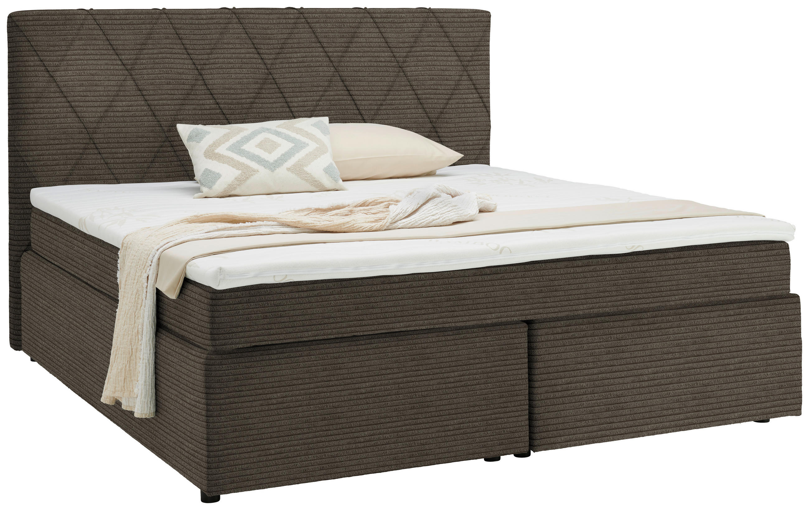 BOXSPRINGBETT 180/200 cm  in Braun  - Schwarz/Braun, Design, Kunststoff/Textil (180/200cm) - Xora