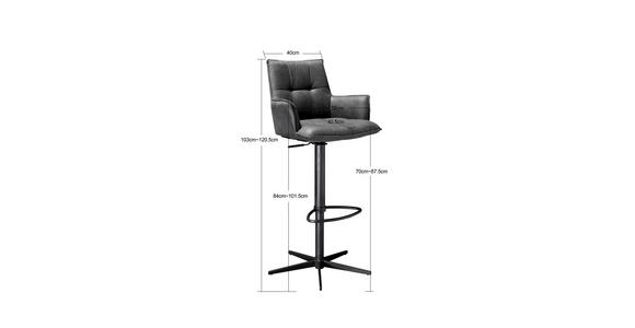 BARHOCKER Mikrofaser Schwarz, Dunkelgrau Eisen Wippfunktion, Sitzfläche 360° drehbar, inklusive Armlehnen, automatische Rückholfunktion - Dunkelgrau/Schwarz, Design, Textil/Metall (56/55/110cm) - Novel