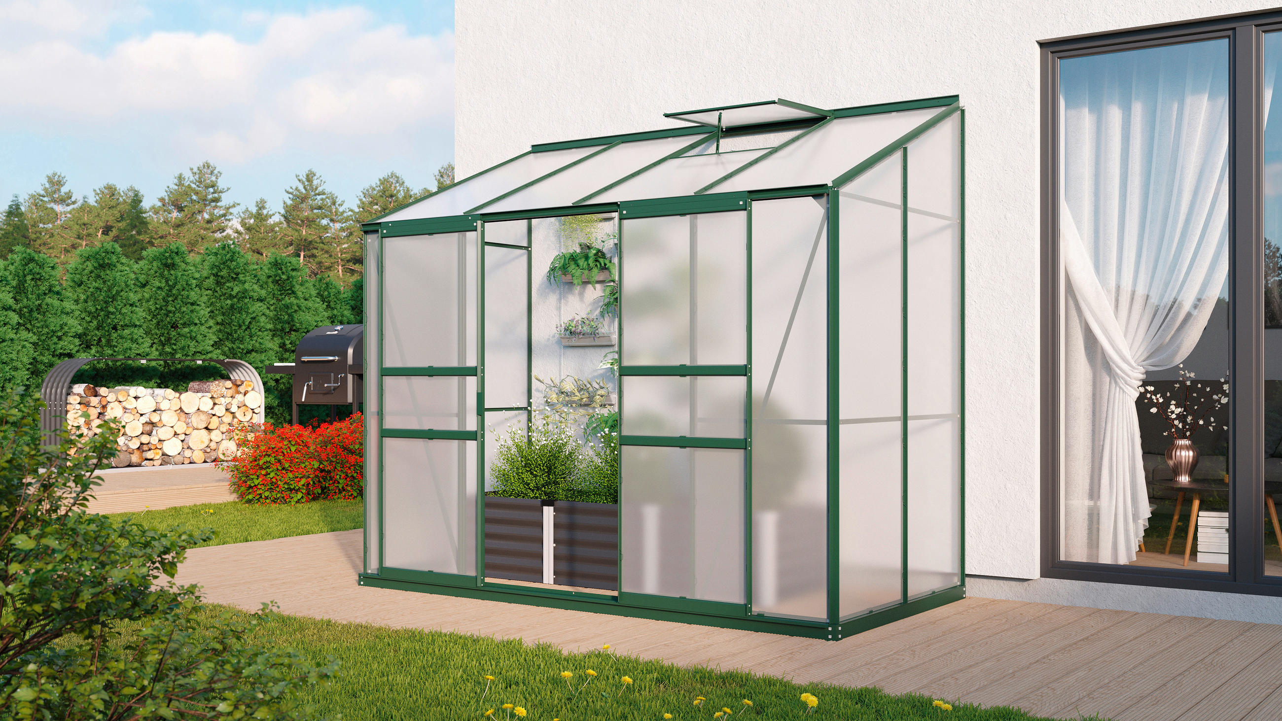 Anlehn-Gewächshausbausatz Ida 3300 3,3 M2