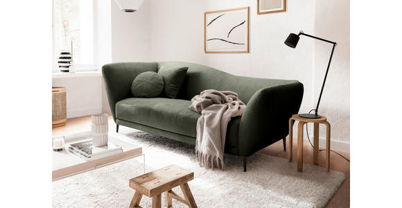 RÉCAMIERE Olivgrün Chenille Zierkissen, Rücken echt  - Schwarz/Olivgrün, KONVENTIONELL, Textil/Metall (224/70/97cm) - Hom`in