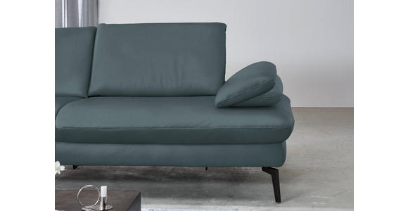 ECKSOFA in Echtleder Grau  - Schwarz/Grau, Design, Leder/Metall (157/325cm) - Dieter Knoll