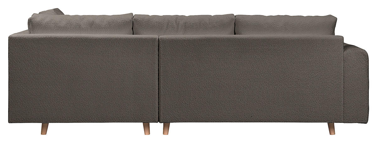 ECKSOFA inkl. Hocker Ariella in Bouclé Dunkelgrau  231/161 cm  - Dunkelgrau/Naturfarben, Design, Holz/Textil (231/161cm) - Livetastic