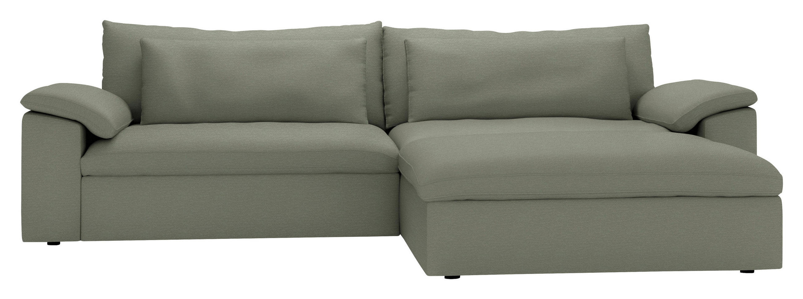 ECKSOFA  Chenille Graugrün  - Schwarz/Graugrün, Modern, Kunststoff/Textil (306/198cm) - Carryhome