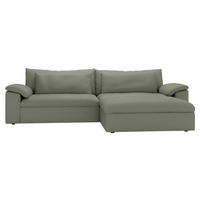 ECKSOFA  Chenille Graugrün  - Schwarz/Graugrün, Modern, Kunststoff/Textil (306/198cm) - Carryhome
