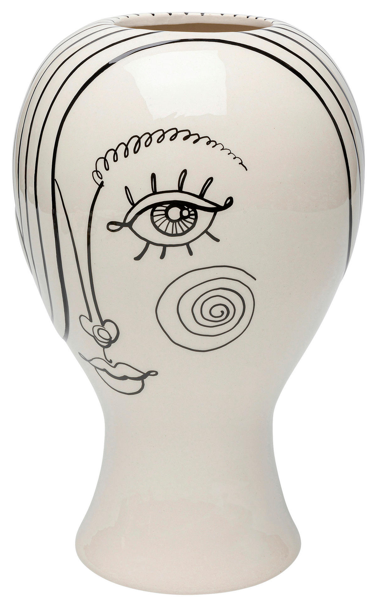 VÁZA, keramika, 30 cm - černá/vysoce lesklá bílá, Konvenční, keramika (19/30/19cm) - Kare-Design