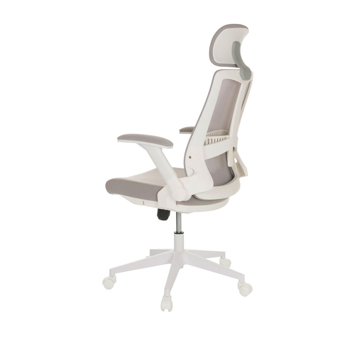 OTOČNÁ ŽIDLE, šedá - šedá/bílá, Basics, textil/plast (68/113-127/68cm) - MID.YOU
