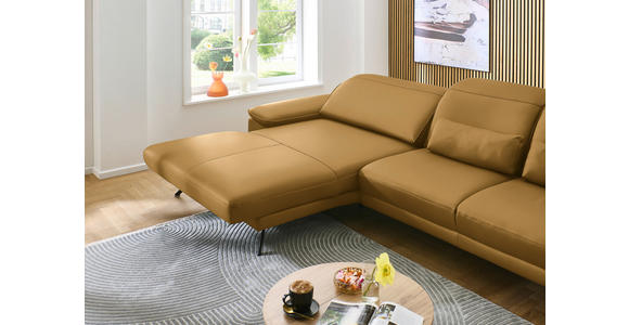 ECKSOFA in Echtleder Currygelb  - Currygelb/Schwarz, Design, Leder/Metall (193/332cm) - Dieter Knoll