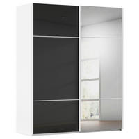 SCHWEBETÜRENSCHRANK Schwarz, Weiss  - Weiss/Schwarz, Konventionell, Glas/Holzwerkstoff (201/223/68cm) - Novel