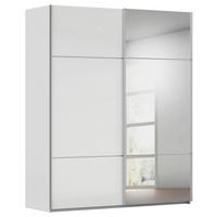 SCHWEBETÜRENSCHRANK 181/223/68 cm,  in Grau, Weiß, 2 Tür(en)  - Alufarben/Weiß, KONVENTIONELL, Glas/Holzwerkstoff (181/223/68cm) - Novel