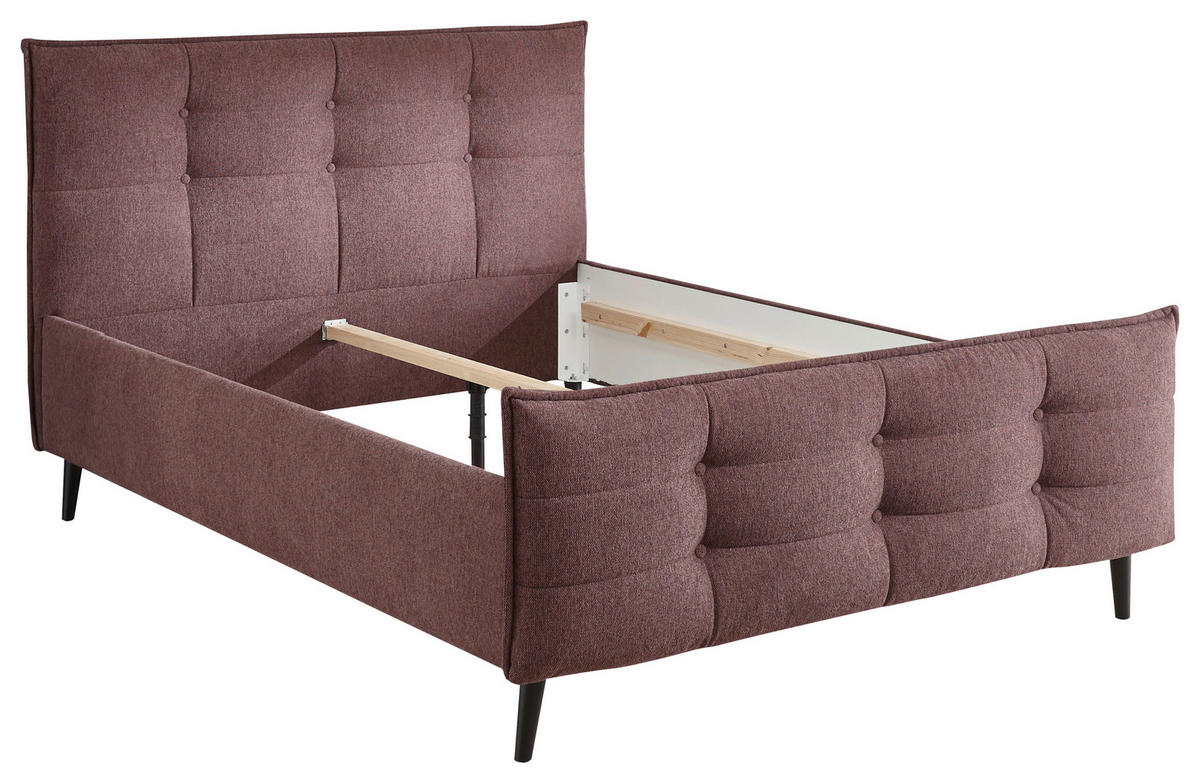 POLSTERBETT 140/200 cm  in Aubergine  - Aubergine, Basics, Holz/Holzwerkstoff (140/200cm) - MID.YOU