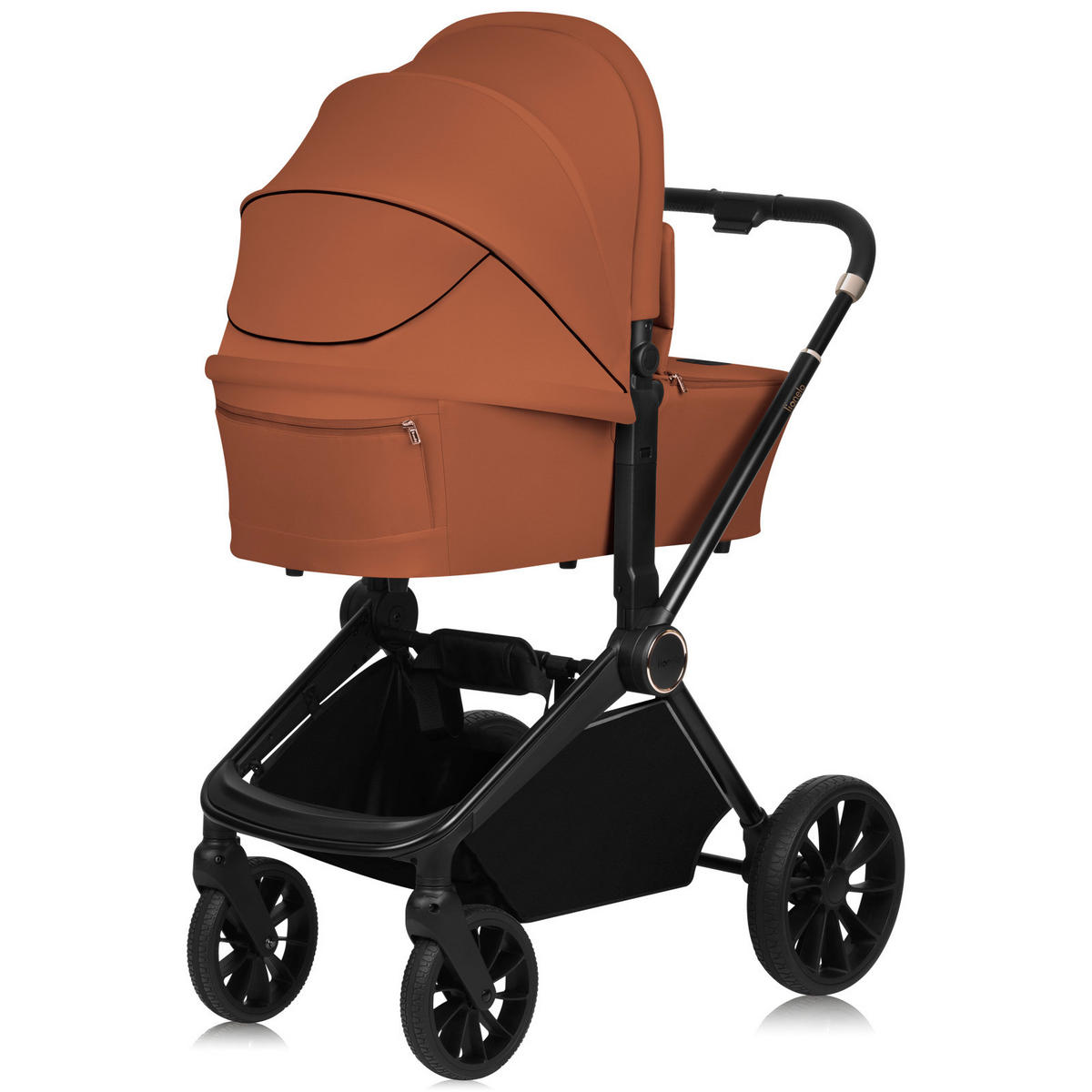 KINDERWAGENSET  Mika Plus 3 in 1  Brown Rust  - Cognac/Schwarz, Basics, Textil (93/62/110cm) - Lionelo