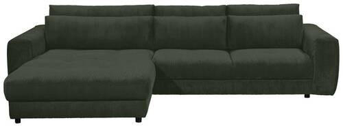 ECKSOFA Dunkelgrün Cord  - Dunkelgrün/Schwarz, KONVENTIONELL, Kunststoff/Textil (194/333cm) - MID.YOU
