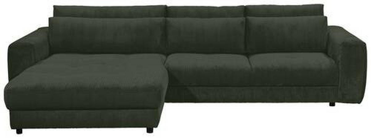 ECKSOFA in Cord Dunkelgrün  - Dunkelgrün/Schwarz, Konventionell, Holzwerkstoff/Kunststoff (194/333cm) - MID.YOU
